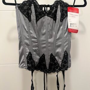 Shirley of Hollywood Silver and Black Lace Bustier